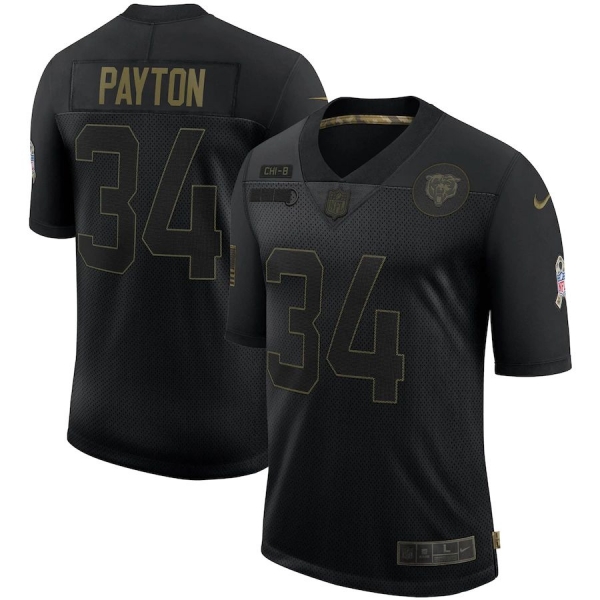 Walter Payton Chicago Bears Nike 2020 Salute To Service Retired Limited Jersey - Black