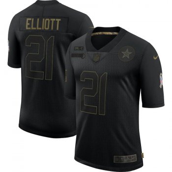 Ezekiel Elliott Dallas Cowboys Nike 2020 Salute To Service Limited Jersey - Black