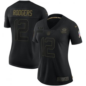 Women's Aaron Rodgers Green Bay Packers Nike 2020 Salute To Service Limited Jersey - Black