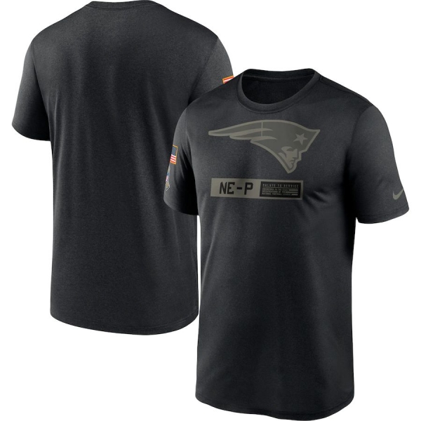 New England Patriots Nike 2020 Salute to Service Team Logo Performance T-Shirt - Black