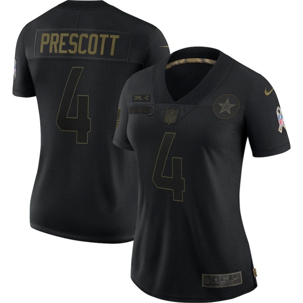 Women's Dak Prescott Dallas Cowboys Nike 2020 Salute To Service Limited Jersey - Black