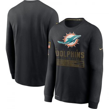 Miami Dolphins Nike 2020 Salute to Service Sideline Performance Long Sleeve T-Shirt - Black