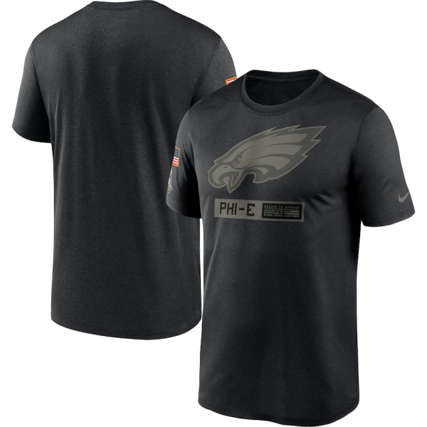 Philadelphia Eagles Nike 2020 Salute to Service Team Logo Performance T-Shirt - Black