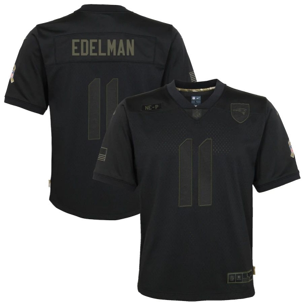 Youth Julian Edelman New England Patriots Nike 2020 Salute to Service Game Jersey - Black