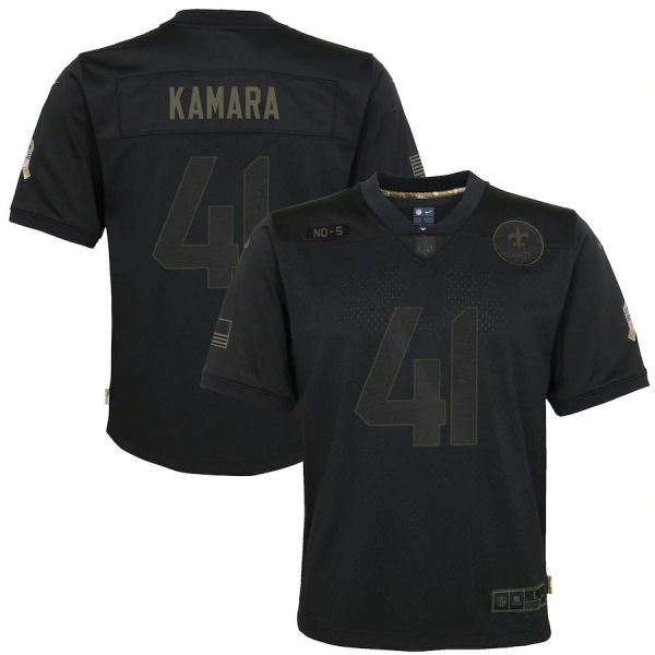 Youth Alvin Kamara New Orleans Saints Nike 2020 Salute to Service Game Jersey - Black