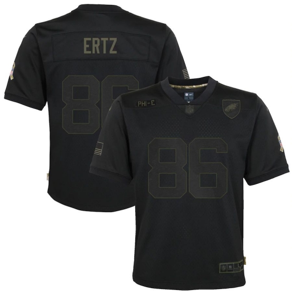 Youth Zach Ertz Philadelphia Eagles Nike 2020 Salute to Service Game Jersey - Black