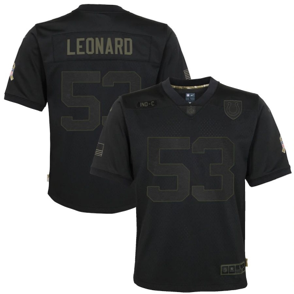 Youth Darius Leonard Indianapolis Colts Nike 2020 Salute to Service Game Jersey - Black