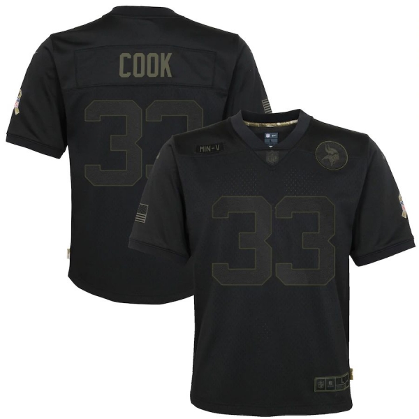 Youth Dalvin Cook Minnesota Vikings Nike 2020 Salute to Service Game Jersey - Black