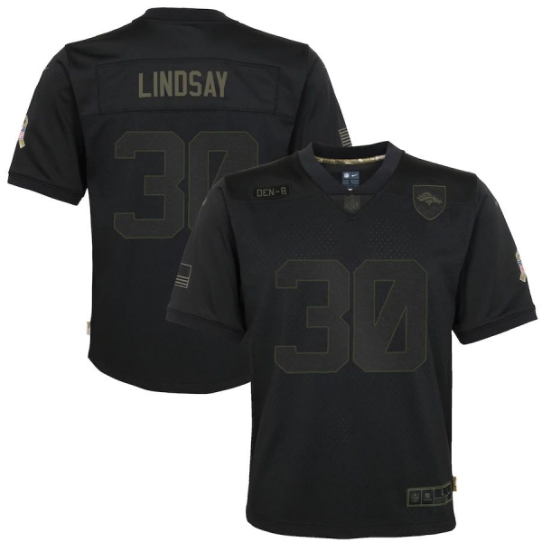 Youth Phillip Lindsay Denver Broncos Nike 2020 Salute to Service Game Jersey - Black