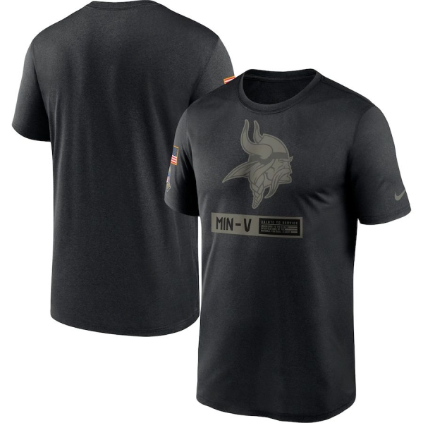 Minnesota Vikings Nike 2020 Salute to Service Team Logo Performance T-Shirt - Black