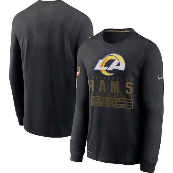 Los Angeles Rams Nike 2020 Salute to Service Sideline Performance Long Sleeve T-Shirt - Black