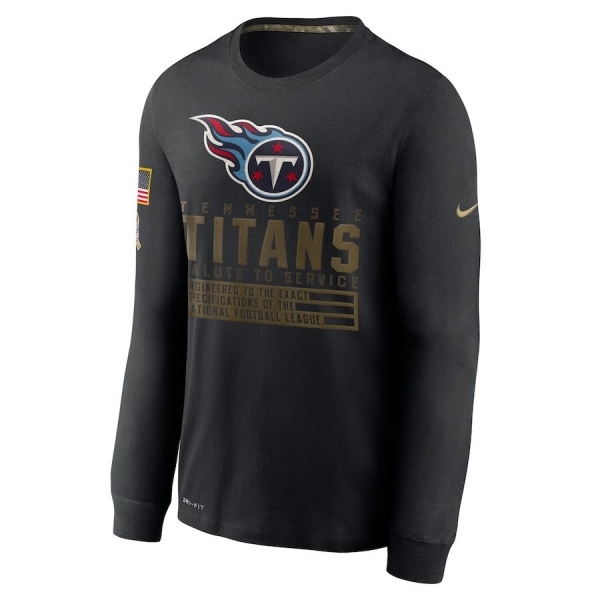 Tennessee Titans Nike 2020 Salute to Service Sideline Performance Long Sleeve T-Shirt - Black