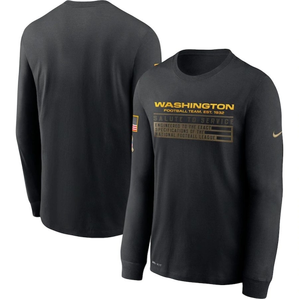 Washington Football Team Nike 2020 Salute to Service Sideline Performance Long Sleeve T-Shirt - Black