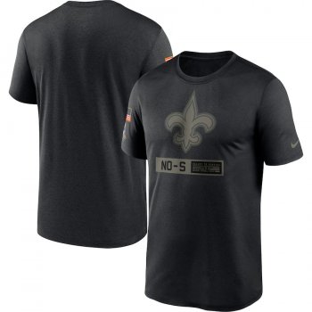 New Orleans Saints Nike 2020 Salute to Service Team Logo Performance T-Shirt - Black