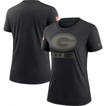 Women's Green Bay Packers Nike 2020 Salute To Service Performance T-Shirt - Black