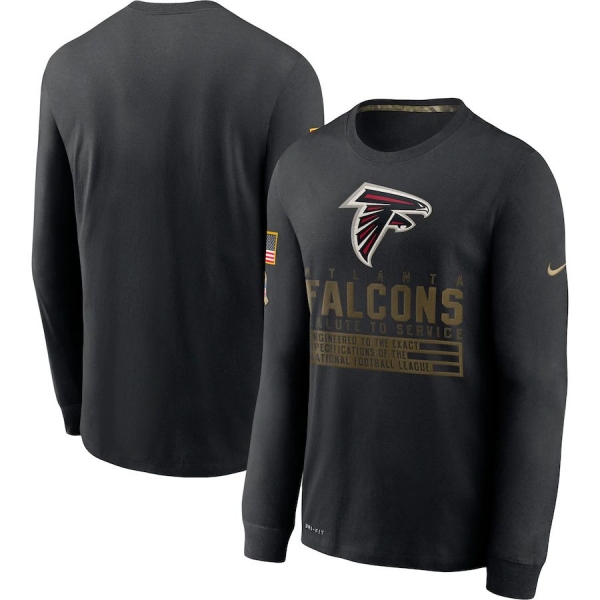 Atlanta Falcons Nike 2020 Salute to Service Sideline Performance Long Sleeve T-Shirt - Black