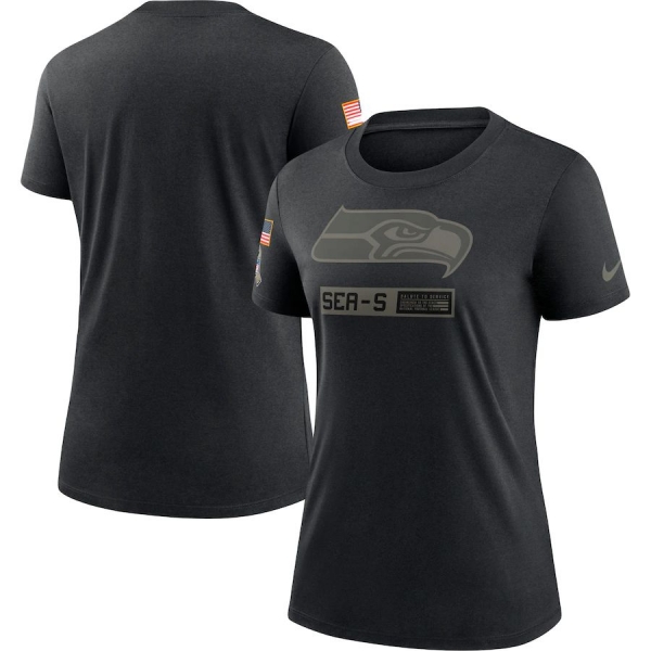 Women's Seattle Seahawks Nike 2020 Salute To Service Performance T-Shirt - Black