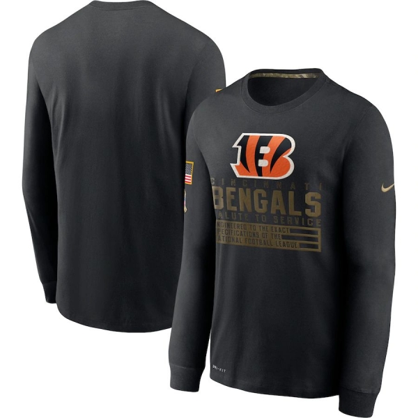 Cincinnati Bengals Nike 2020 Salute to Service Sideline Performance Long Sleeve T-Shirt - Black