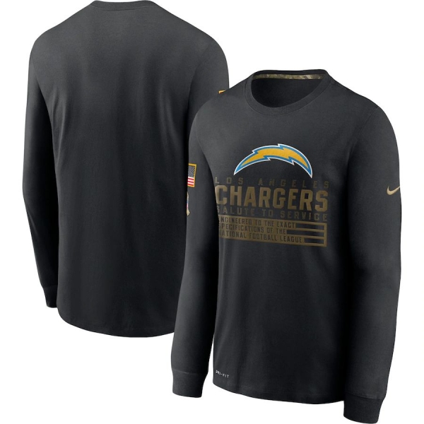 Los Angeles Chargers Nike 2020 Salute to Service Sideline Performance Long Sleeve T-Shirt - Black