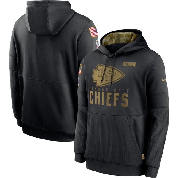 Kansas City Chiefs Nike 2020 Salute to Service Sideline Performance Pullover Hoodie - Black