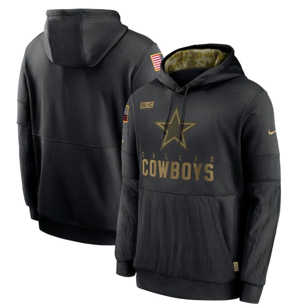 Dallas Cowboys Nike 2020 Salute to Service Sideline Performance Pullover Hoodie - Black