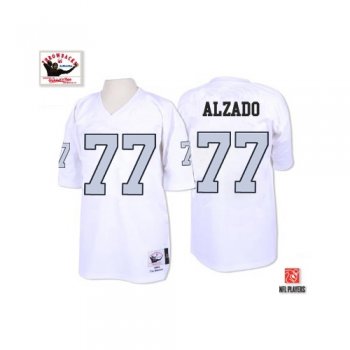 Mitchell And Ness Oakland Raiders 77 Lyle Alzado White With Silver No. Authentic Throwback NFL Jersey