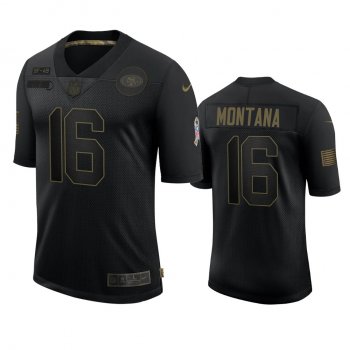 San Francisco 49ers Joe Montana Black 2020 Salute To Service Retired Jersey