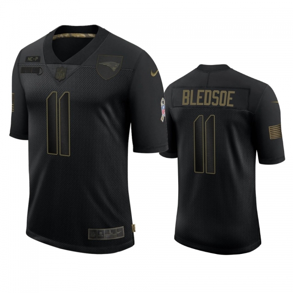 New England Patriots Drew Bledsoe Black 2020 Salute To Service Retired Jersey