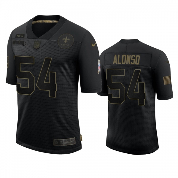 New Orleans Saints Kiko Alonso Black 2020 Salute to Service Limited Jersey