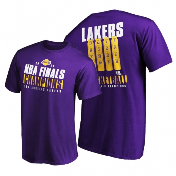 Los Angeles Lakers 17Time NBA Finals Champions Purple Tee Ready To Play Roster