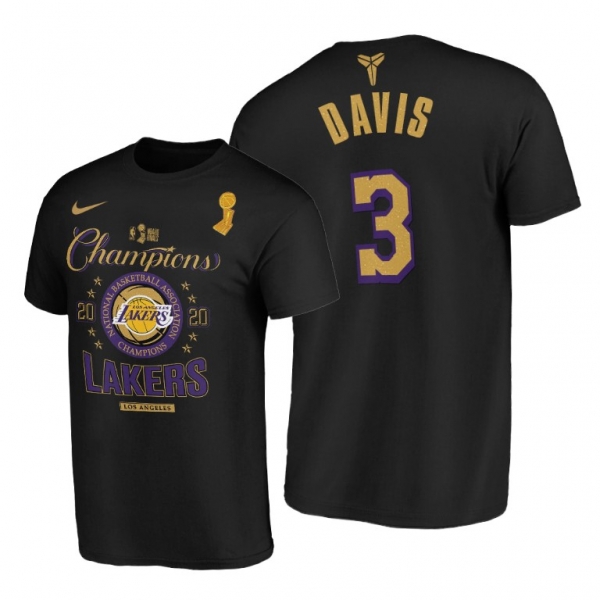 Los Angeles Lakers 2020 NBA Finals Champions Anthony Davis Black T-Shirt Locker Room