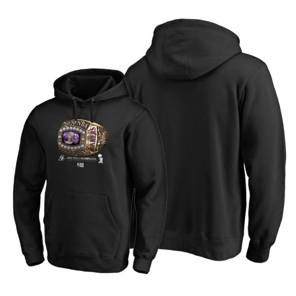 Los Angeles Lakers 2020 NBA Finals Champions Black Hoodie Bling Diamond Ring