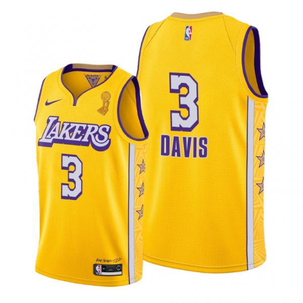 Los Angeles Lakers 2020 NBA Finals Champions Anthony Davis Gold Jersey Social justice