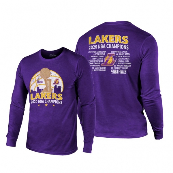 Los Angeles Lakers 2020 NBA Finals Champions Purple Tee Trophy Logo Long Sleeve