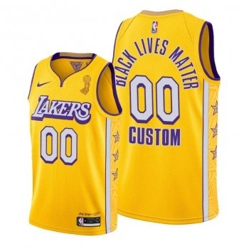 Los Angeles Lakers 2020 NBA Finals Champions Custom Gold Jersey Social justice