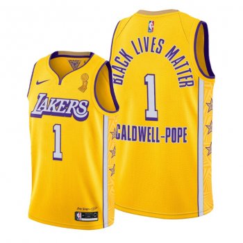 Los Angeles Lakers 2020 NBA Finals Champions Kentavious Caldwell-Pope Gold Jersey BLM