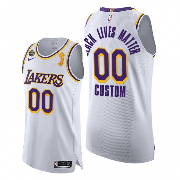 Los Angeles Lakers 2020 NBA Finals Champions Custom White Association Jersey Social justice