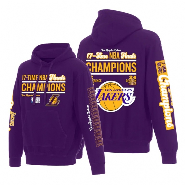 Los Angeles Lakers 2020 NBA Finals Champions Purple Hoodie 17X Champs Trophy