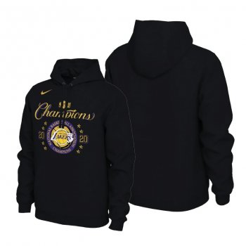 Los Angeles Lakers 2020 NBA Finals Champions Black Pullover Hoodie locker room