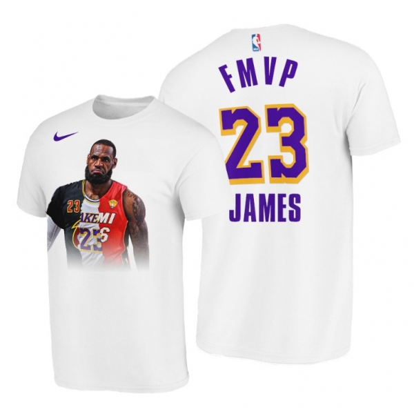 LeBron James #23 LA Lakers 4X FMVP King Forever White T-Shirt