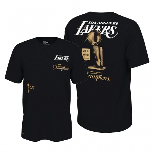 Los Angeles Lakers 2020 NBA Finals Champions Black T-Shirt Celebration Expressive