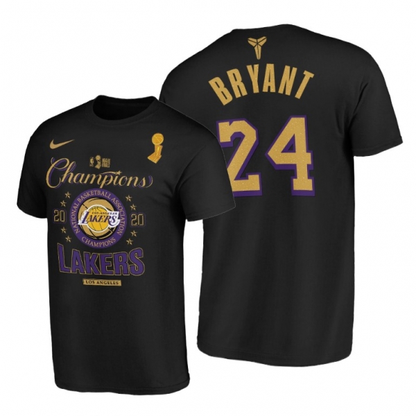 Los Angeles Lakers 2020 NBA Finals Champions Kobe Bryant Black T-Shirt Locker Room