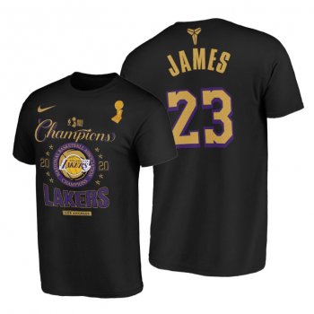 Los Angeles Lakers 2020 NBA Finals Champions LeBron James Black T-Shirt Locker Room