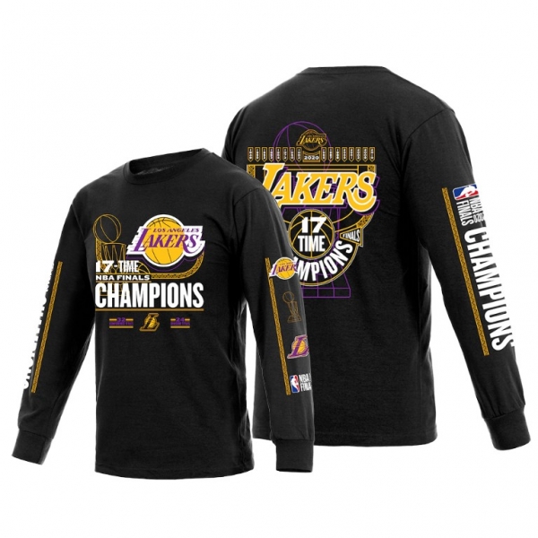 Los Angeles Lakers 17-Time NBA Finals Champions Black Tee Logo Sleeve