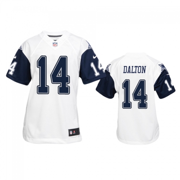 Youth Dallas Cowboys Andy Dalton White Color Rush Game Jersey