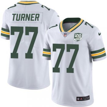 Youth Nike Packers #77 Billy Turner White 100th Season Stitched NFL Vapor Untouchable Limited Jersey