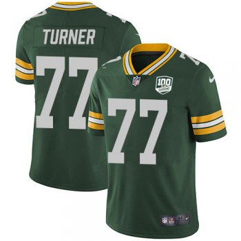 Youth Nike Packers #77 Billy Turner Green Team Color 100th Season Stitched NFL Vapor Untouchable Limited Jersey