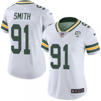 Women's Nike Packers #91 Preston Smith White 100th Season Stitched NFL Vapor Untouchable Limited Jersey