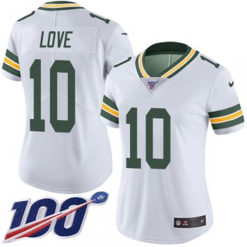 Women's Nike Packers #10 Jordan Love White Stitched NFL 100th Season Vapor Untouchable Limited Jersey