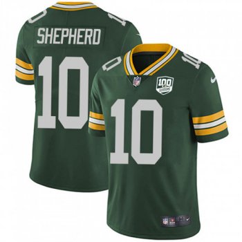 Youth Nike Packers #10 Darrius Shepherd Green Team Color 100th Season Stitched NFL Vapor Untouchable Limited Jersey